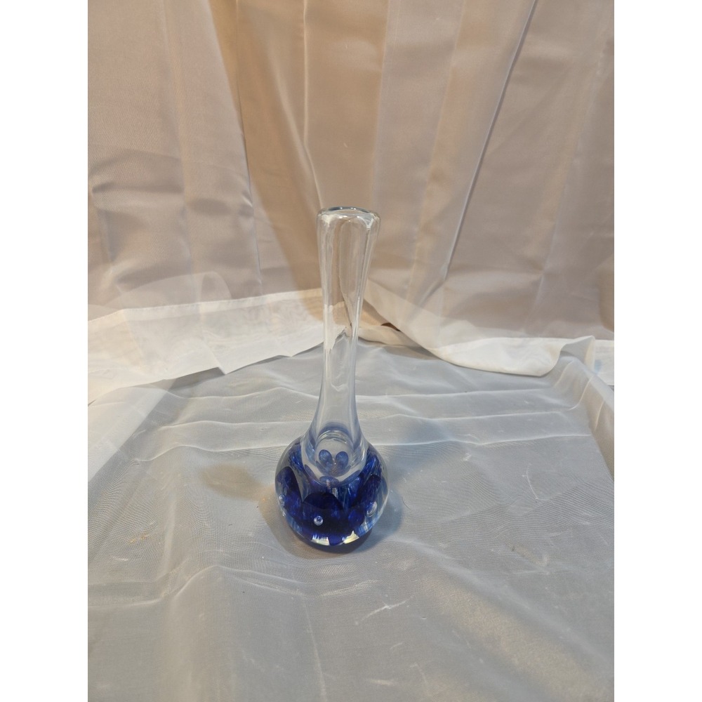 Vtg Handblown Glass Vase, Bullicante Controlled Bubbles, Signed Artist,‎ 90s 8in